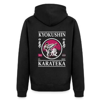Kyokushin Karateka – Weg zur ultimativen Disziplin - Unisex Premium Bio Zip Hoodie - Schwarz - Hinten - Nico (187cm)