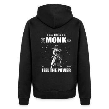 Le Moine – Ressentez la puissance / Conception du joueur de rôle - Veste à capuche bio Premium Unisexe - noir - Dos - Nico (187cm)