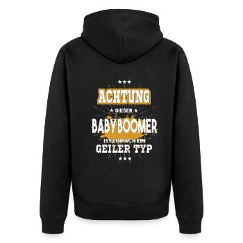 Attention this baby boomer just a guy - Unisex Premium Organic Zip Hoodie - black - Back - Nico (187cm)