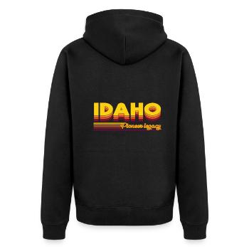cooles Idaho USA Bundesstaaten Design - Unisex Premium Bio Zip Hoodie - Schwarz - Hinten - Nico (187cm)