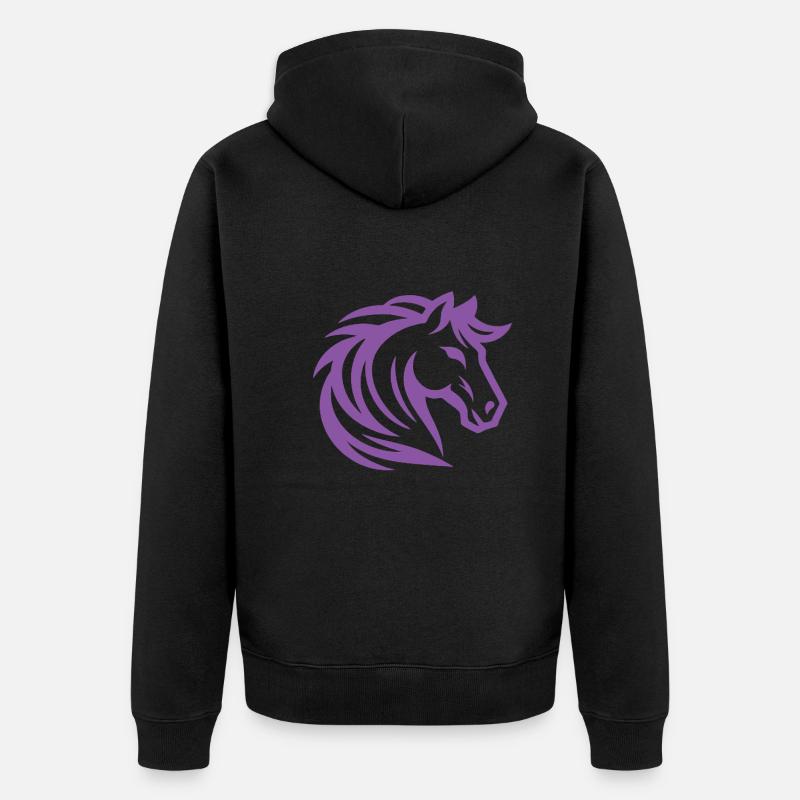 Design de cheval violet cool - Veste à capuche bio Premium Unisexe - noir