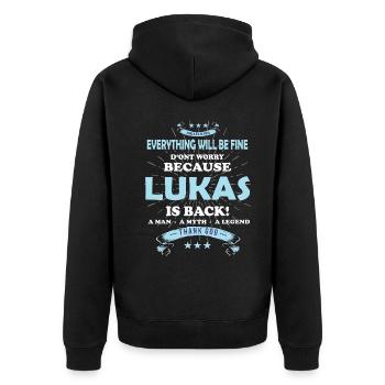 Tout ira bien Lukas est de retour - Veste à capuche bio Premium Unisexe - noir - Dos - Nico (187cm)