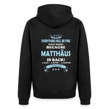 Tout ira bien Matthäus Est de retour - Veste à capuche bio Premium Unisexe - noir - Dos - Nico (187cm)