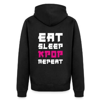 Eat Sleep K-Pop Repeat - Unisex Premium Organic Zip Hoodie - black - Back - Nico (187cm)