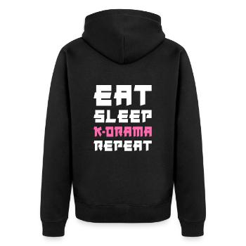 Manger dormir K-Drama Répéter - Veste à capuche bio Premium Unisexe - noir - Dos - Nico (187cm)