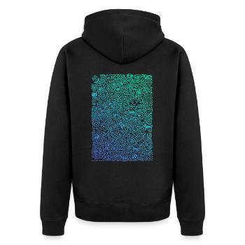 Doodle Paragliders color gradient - Unisex Premium Organic Zip Hoodie - black - Back - Nico (187cm)