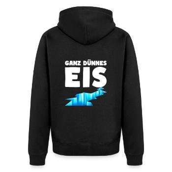 Ganz dünnes Eis Humor Sehr dünnes Eis - Unisex Premium Bio Zip Hoodie - Schwarz - Hinten - Nico (187cm)