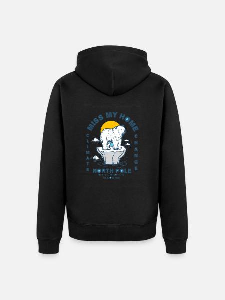 Eisbear Arctic climate change North Pole melting ice - Unisex Premium Organic Zip Hoodie - black