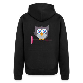 Curling Curling Stone Curling Owl - Unisex Premium Organic Zip Hoodie - black - Back - Nico (187cm)