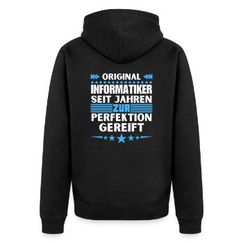 Computer scientists matured to perfection - Unisex Premium Organic Zip Hoodie - black - Back - Nico (187cm)