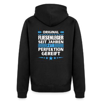 Tilers matured to perfection - Unisex Premium Organic Zip Hoodie - black - Back - Nico (187cm)