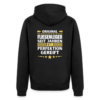 Tilers matured to perfection - Unisex Premium Organic Zip Hoodie - black - Back - Nico (187cm)