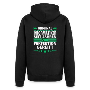 Computer scientists matured to perfection - Unisex Premium Organic Zip Hoodie - black - Back - Nico (187cm)