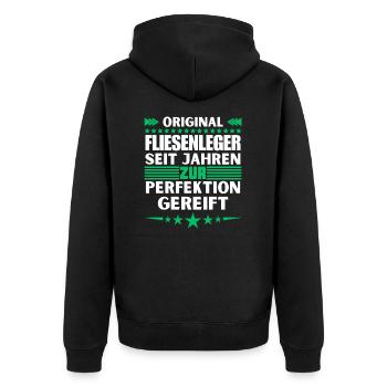 Tilers matured to perfection - Unisex Premium Organic Zip Hoodie - black - Back - Nico (187cm)