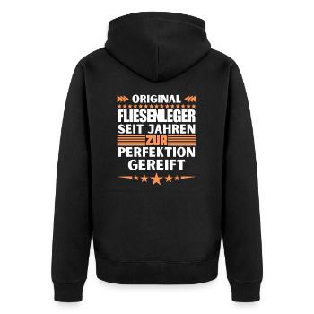 Tilers matured to perfection - Unisex Premium Organic Zip Hoodie - black - Back - Nico (187cm)