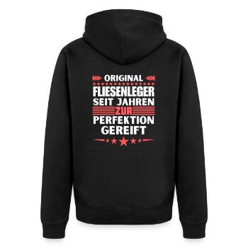 Tilers matured to perfection - Unisex Premium Organic Zip Hoodie - black - Back - Nico (187cm)