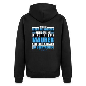 Unsurpassed performance as a bricklayer - Unisex Premium Organic Zip Hoodie - black - Back - Nico (187cm)