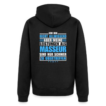 Unsurpassed performance as a massage therapist - Unisex Premium Organic Zip Hoodie - black - Back - Nico (187cm)