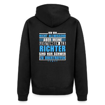 Unsurpassed performance as a judge - Unisex Premium Organic Zip Hoodie - black - Back - Nico (187cm)