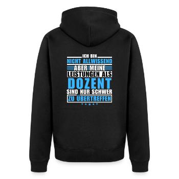 Unmatched performance as a lecturer - Unisex Premium Organic Zip Hoodie - black - Back - Nico (187cm)