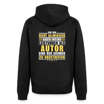 Unmatched Achievement as a Writer - Unisex Premium Organic Zip Hoodie - black - Back - Nico (187cm)