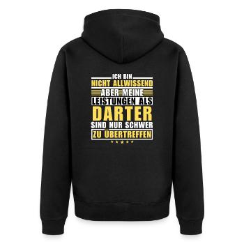 Unsurpassed performance as a darter - Unisex Premium Organic Zip Hoodie - black - Back - Nico (187cm)