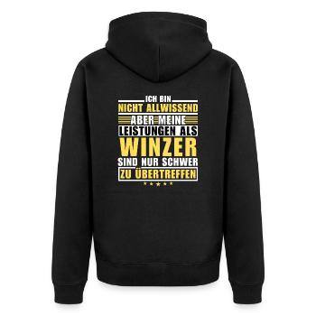 Unrivalled performance as a winemaker - Unisex Premium Organic Zip Hoodie - black - Back - Nico (187cm)