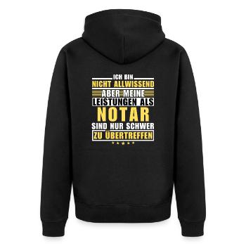 Unübertroffene Leistung als Notar - Unisex Premium Bio Zip Hoodie - Schwarz - Hinten - Nico (187cm)