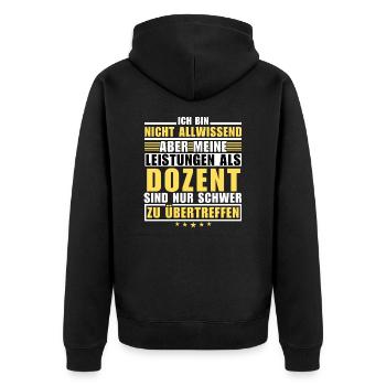 Unmatched performance as a lecturer - Unisex Premium Organic Zip Hoodie - black - Back - Nico (187cm)
