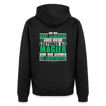 Unsurpassed performance as a magician - Unisex Premium Organic Zip Hoodie - black - Back - Nico (187cm)