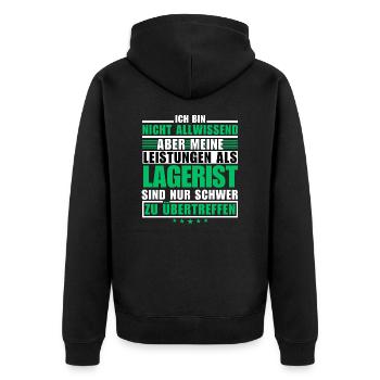Unrivalled performance as a warehouse clerk - Unisex Premium Organic Zip Hoodie - black - Back - Nico (187cm)