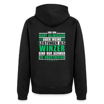 Unrivalled performance as a winemaker - Unisex Premium Organic Zip Hoodie - black - Back - Nico (187cm)