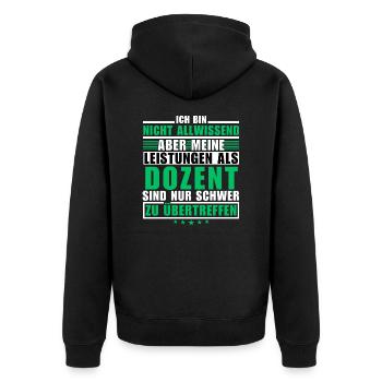 Unmatched performance as a lecturer - Unisex Premium Organic Zip Hoodie - black - Back - Nico (187cm)