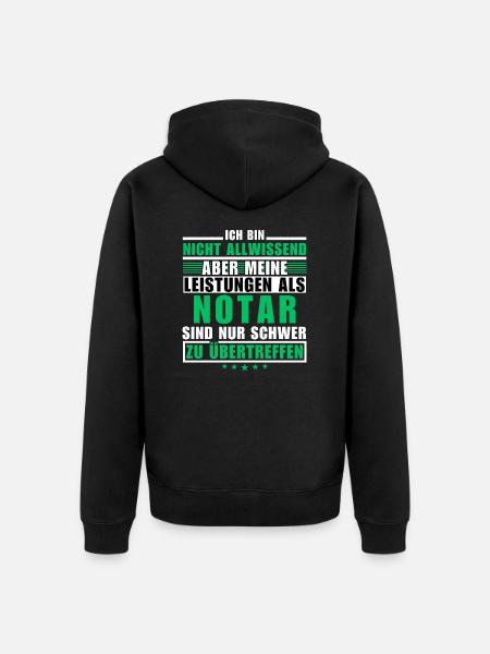 Unübertroffene Leistung als Notar - Unisex Premium Bio Zip Hoodie - Schwarz
