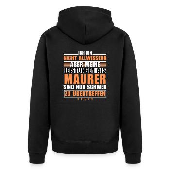 Unsurpassed performance as a bricklayer - Unisex Premium Organic Zip Hoodie - black - Back - Nico (187cm)