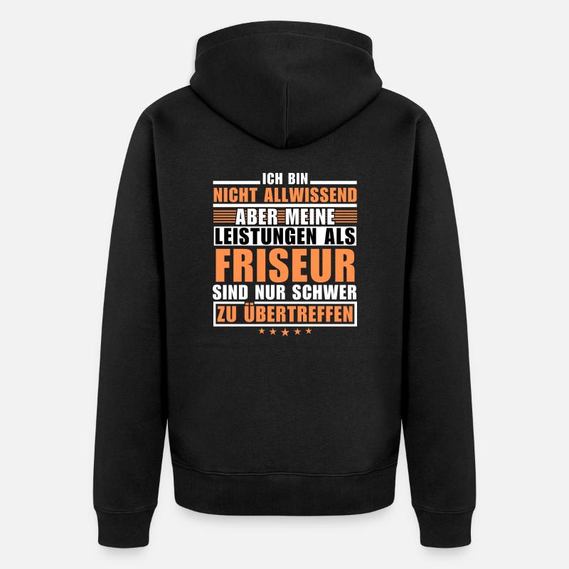 Unübertroffene Leistung als Friseur - Unisex Premium Bio Zip Hoodie - Schwarz