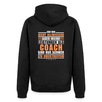 Unübertroffene Leistung als Coach - Unisex Premium Bio Zip Hoodie - Schwarz - Hinten - Nico (187cm)