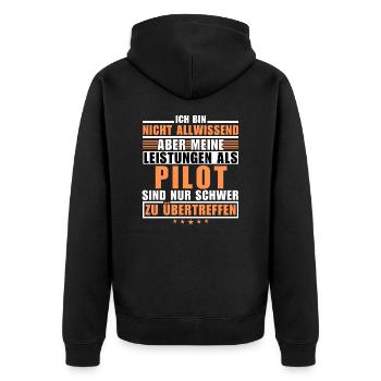 Unmatched performance as a pilot - Unisex Premium Organic Zip Hoodie - black - Back - Nico (187cm)