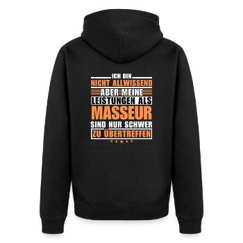 Unsurpassed performance as a massage therapist - Unisex Premium Organic Zip Hoodie - black - Back - Nico (187cm)