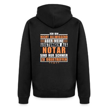 Unrivalled performance as a notary public - Unisex Premium Organic Zip Hoodie - black - Back - Nico (187cm)