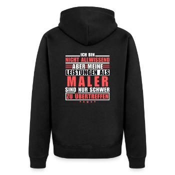 Unübertroffene Leistung als Maler - Unisex Premium Bio Zip Hoodie - Schwarz - Hinten - Nico (187cm)