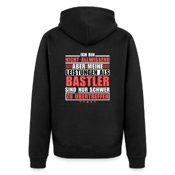 Unübertroffene Leistung als Bastler - Unisex Premium Bio Zip Hoodie - Schwarz - Hinten - Nico (187cm)