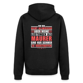Unsurpassed performance as a bricklayer - Unisex Premium Organic Zip Hoodie - black - Back - Nico (187cm)