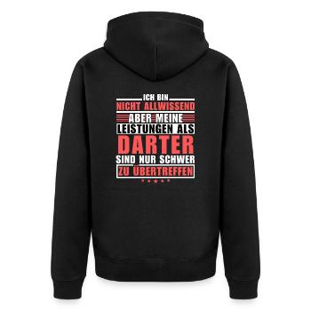 Unsurpassed performance as a darter - Unisex Premium Organic Zip Hoodie - black - Back - Nico (187cm)