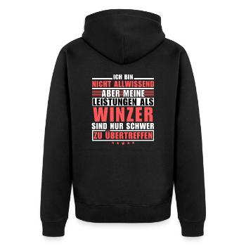 Unrivalled performance as a winemaker - Unisex Premium Organic Zip Hoodie - black - Back - Nico (187cm)