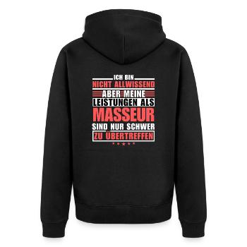 Unsurpassed performance as a massage therapist - Unisex Premium Organic Zip Hoodie - black - Back - Nico (187cm)