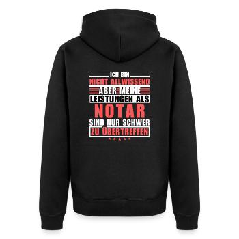 Unübertroffene Leistung als Notar - Unisex Premium Bio Zip Hoodie - Schwarz - Hinten - Nico (187cm)