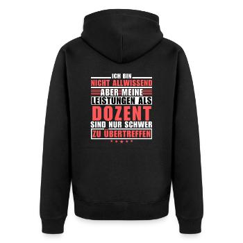 Unmatched performance as a lecturer - Unisex Premium Organic Zip Hoodie - black - Back - Nico (187cm)