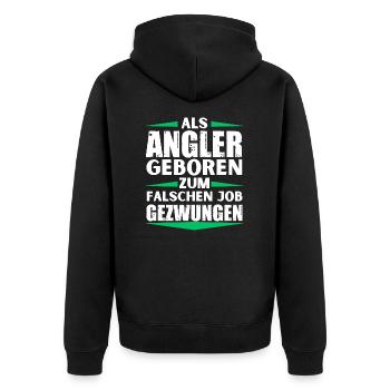 Angler im falschen Job gelandet - Unisex Premium Bio Zip Hoodie - Schwarz - Hinten - Nico (187cm)