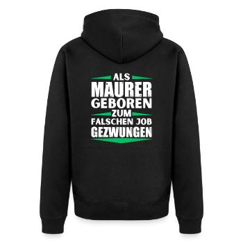 Maurer im falschen Job gelandet - Unisex Premium Bio Zip Hoodie - Schwarz - Hinten - Nico (187cm)